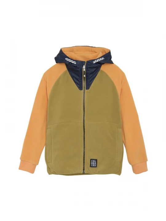 Foto van product COLOR KIDS Fleece jas navy / groen / perzik / wit