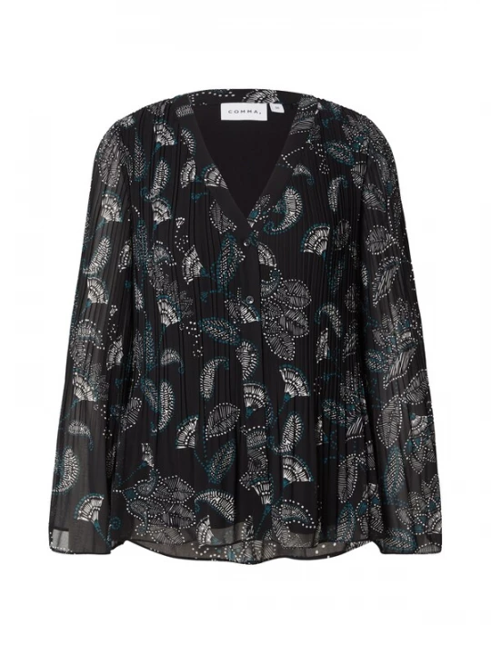 Foto van product COMMA Blouse blauw / zwart / wit
