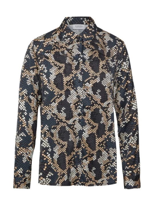 Foto van product COMMA Blouse camel / marine / donkergrijs / wit