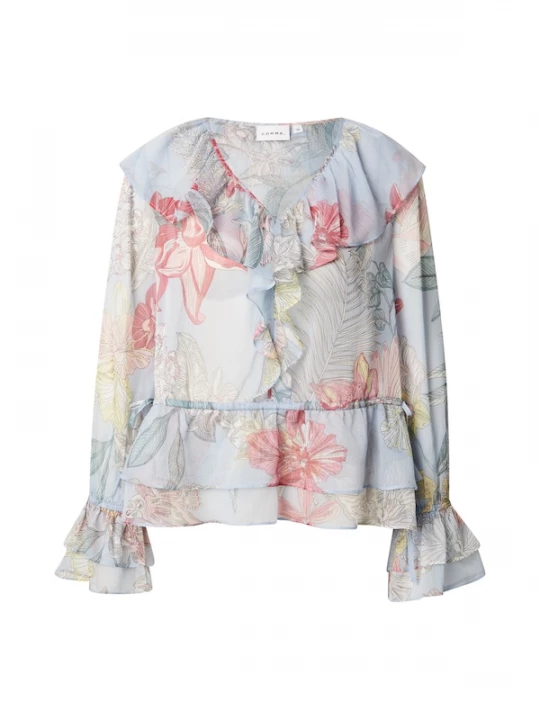 Foto van product COMMA Blouse crème / lichtblauw / olijfgroen / framboos