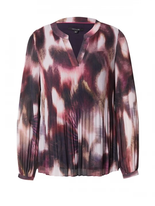 Foto van product COMMA Blouse donkerbeige / aubergine / bessen / wit