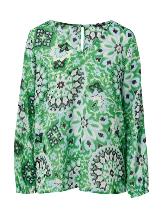 Foto van product COMMA Blouse lichtblauw / kiwi / wit