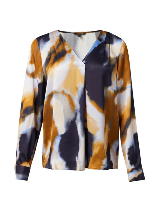 Foto van product COMMA Blouse navy / mosterd / grijs / wit