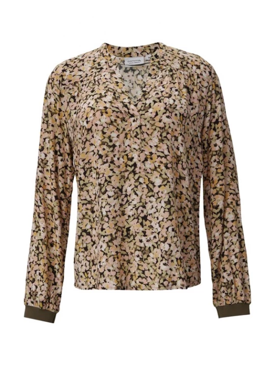 Foto van product comma casual identity Blouse donkerbeige / lichtgroen / perzik / zwart
