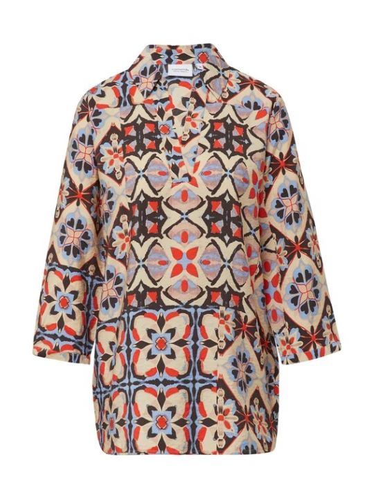 Foto van product comma casual identity Blouse lichtblauw / lichtoranje / donkeroranje / zwart