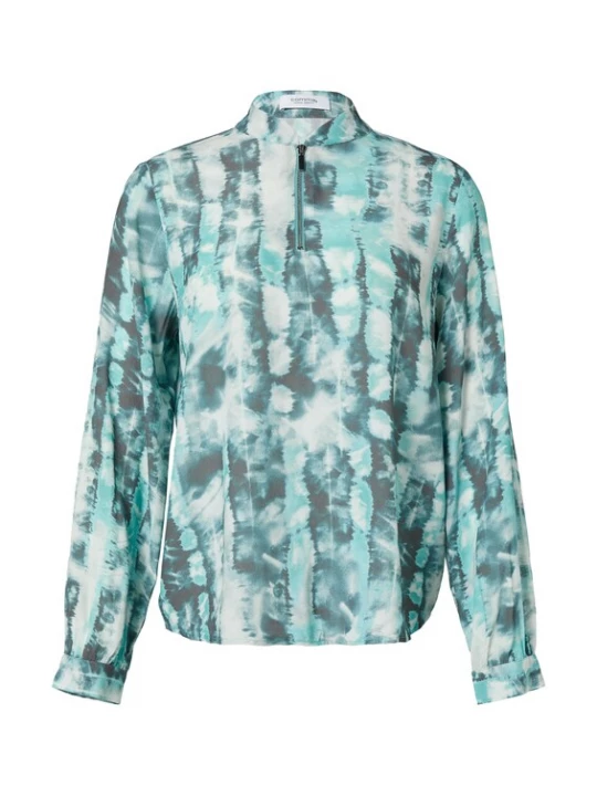 Foto van product comma casual identity Blouse turquoise / antraciet / mintgroen / offwhite