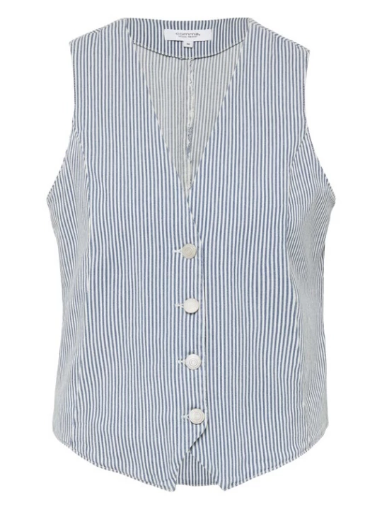 Foto van product comma casual identity Gilet blauw denim / wit