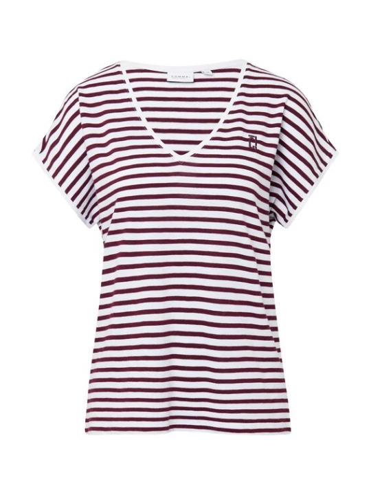 Foto van product comma casual identity Shirt bordeaux / wit