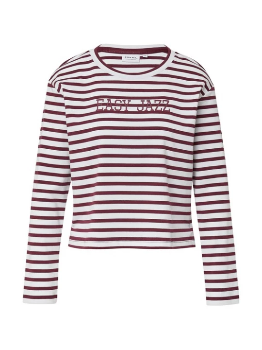 Foto van product comma casual identity Shirt bordeaux / wit