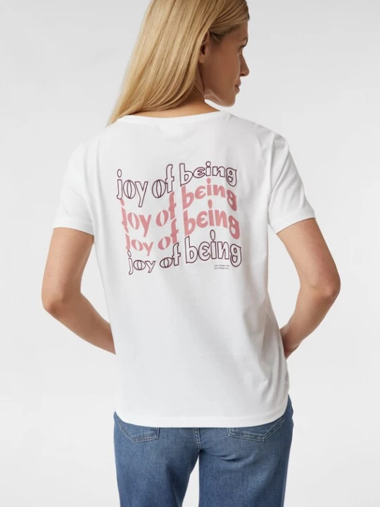 Foto van product comma casual identity Shirt cyclaam / zalm roze / wit