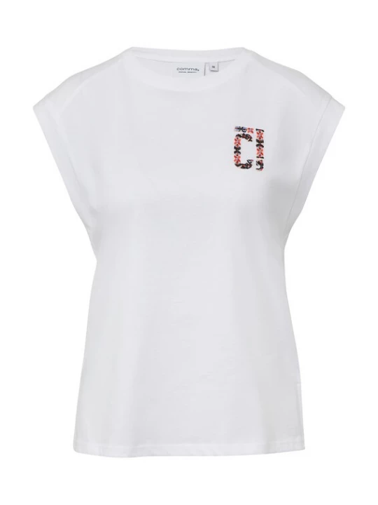Foto van product comma casual identity Shirt lichtblauw / rood / zwart / wit