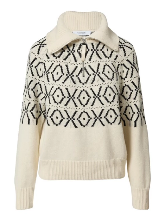 Foto van product comma casual identity Trui crème / zwart