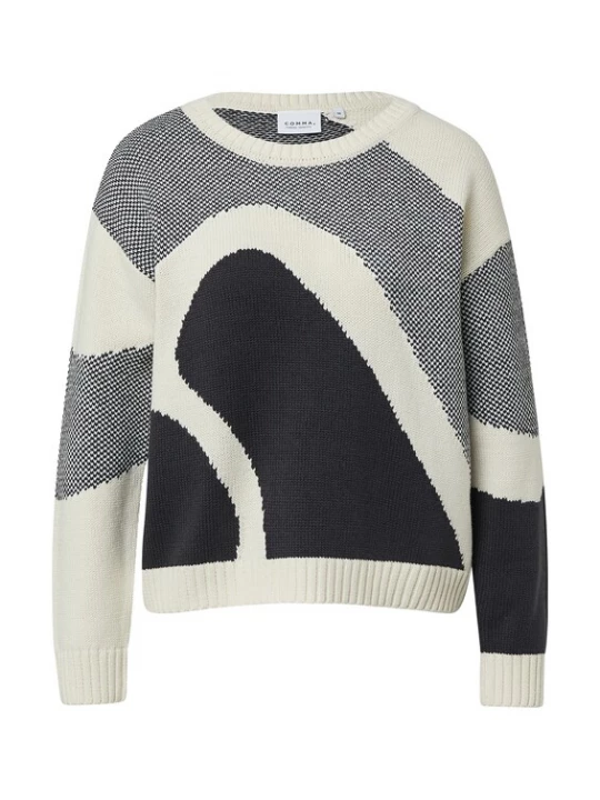 Foto van product comma casual identity Trui lichtbeige / zwart
