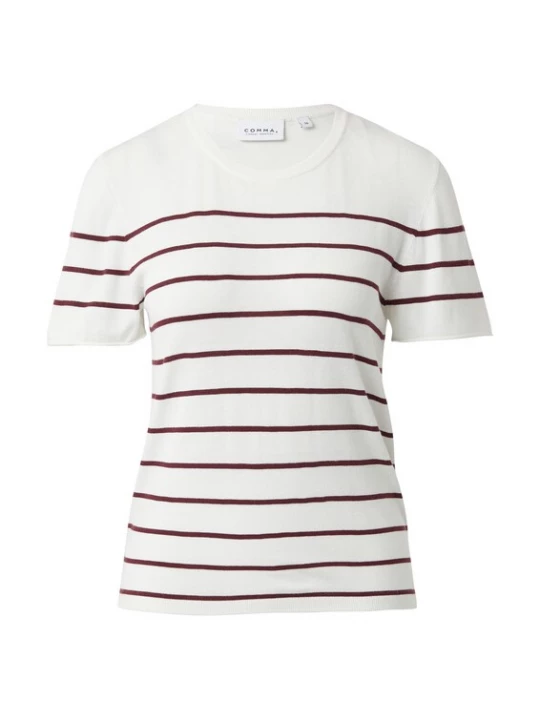 Foto van product comma casual identity Trui wijnrood / wit