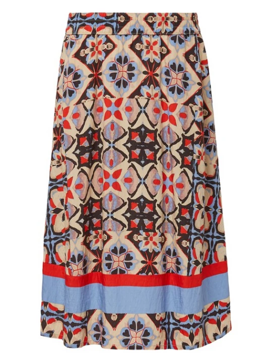 Foto van product COMMA Rok beige / blauw gemêleerd / rood