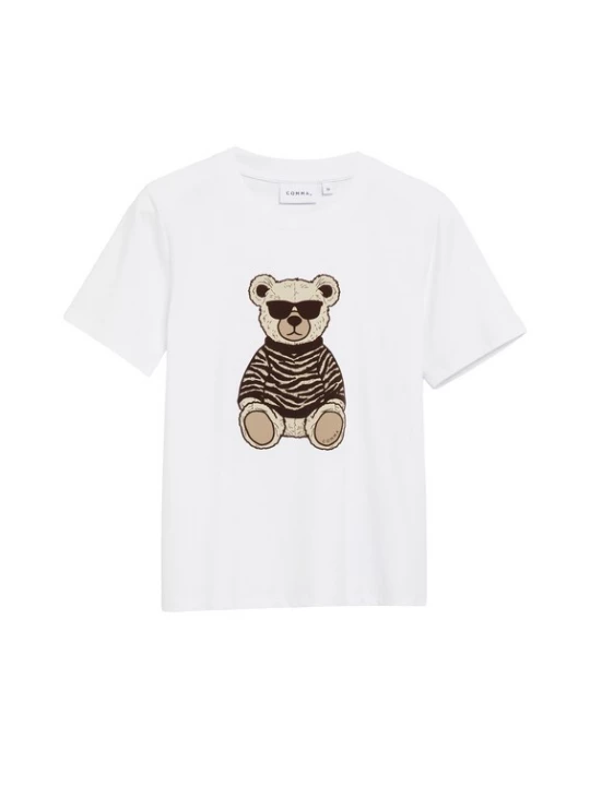 Foto van product COMMA Shirt beige / chocoladebruin / wit