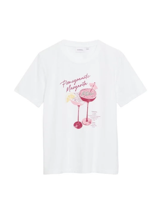 Foto van product COMMA Shirt citroen / rosa / wijnrood / wit
