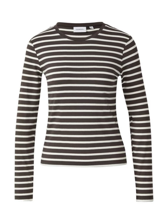 Foto van product COMMA Shirt donkerbruin / wit