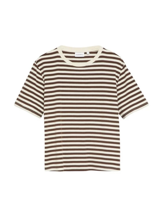Foto van product COMMA Shirt donkerbruin / wit