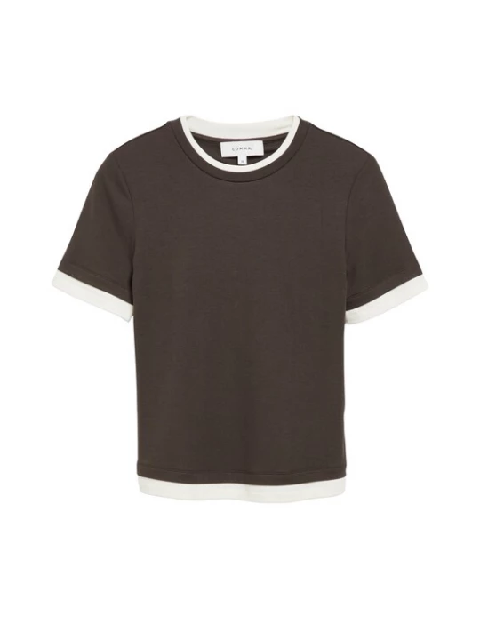 Foto van product COMMA Shirt donkerbruin / wit