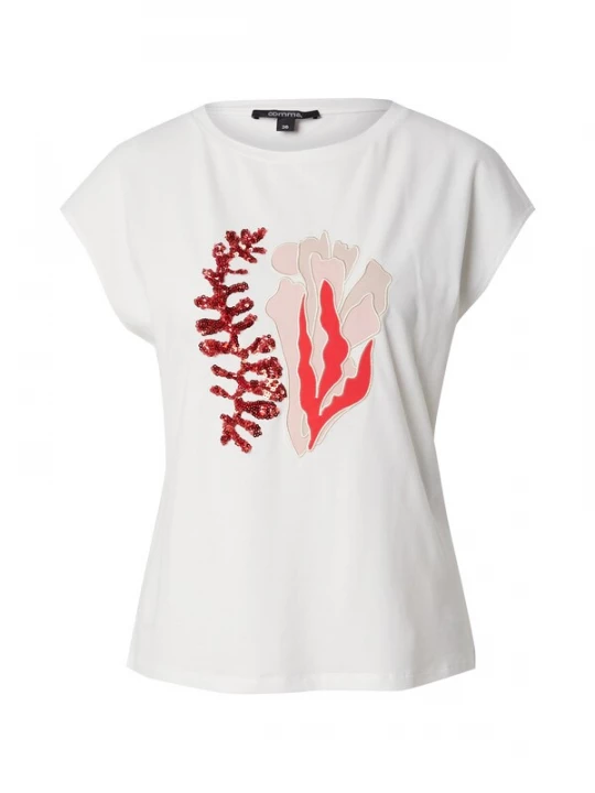 Foto van product COMMA Shirt nude / rood / wit