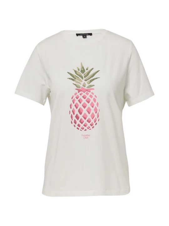 Foto van product COMMA Shirt olijfgroen / lichtroze / wit