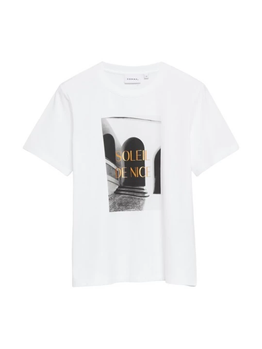 Foto van product COMMA Shirt pasteelgeel / donkergrijs / zwart / wit