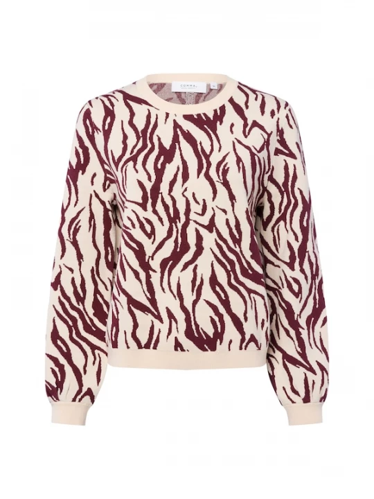Foto van product COMMA Trui beige / wijnrood