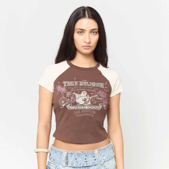 Foto van product Contrast Raglan Baby Tee True Religion bruin