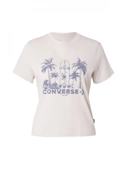 Foto van product CONVERSE Shirt 'ECHO PALMS' ecru / duifblauw
