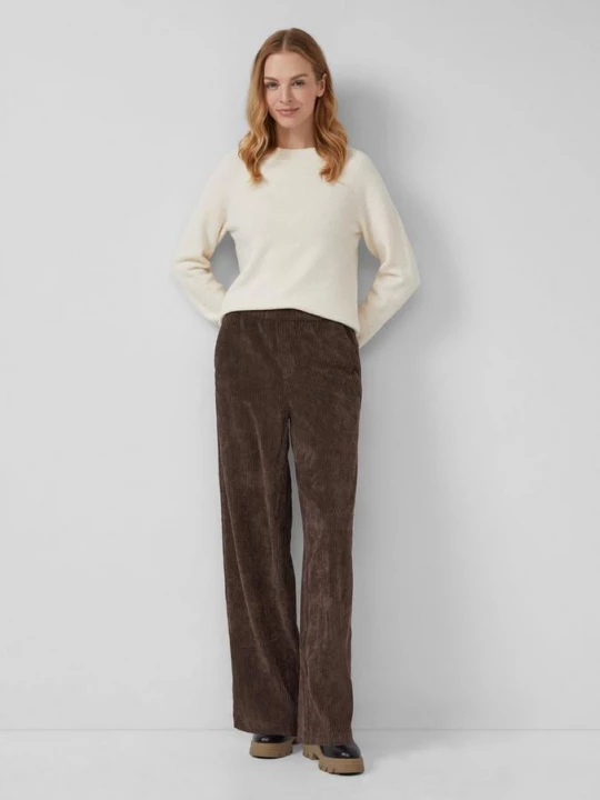 Foto van product Corduroy broek met elastische tailleband en wijde pijpen s.Oliver bruin