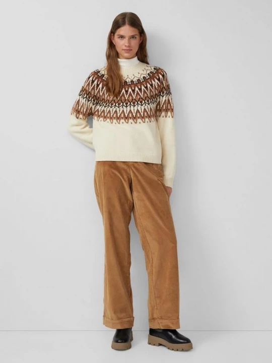 Foto van product Corduroy broek met wijde pijpen en vaste omslag s.Oliver bruin