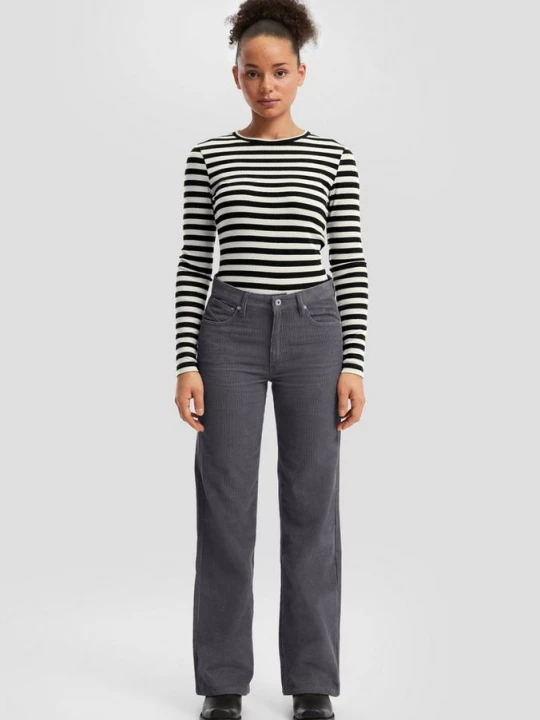 Foto van product Corduroy broek met wijde pijpen QS grijs