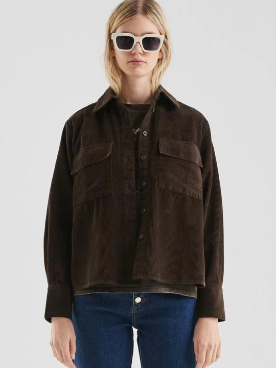 Foto van product Corduroy overhemd met borstzakken QS bruin
