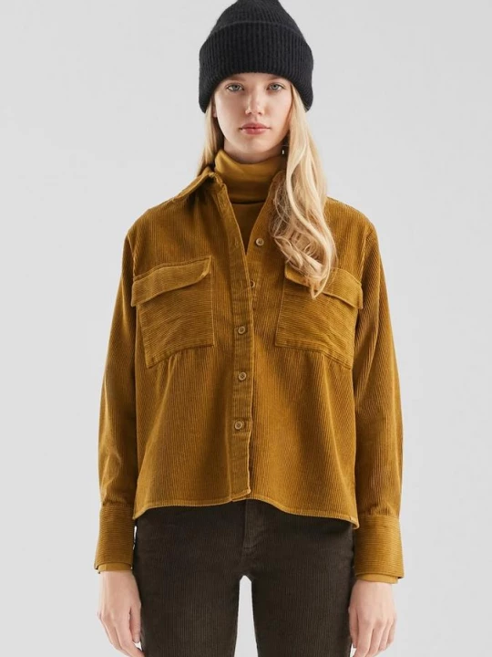 Foto van product Corduroy overhemd met borstzakken QS geel