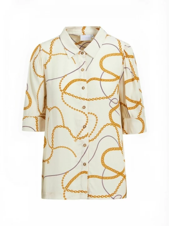 Foto van product Coster Copenhagen Shirt ' 3 / 4 Sleeve ' beige / goud