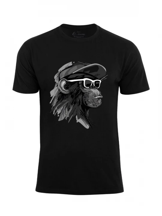Foto van product Cotton Prime Shirt 'Cool Monkey mit Brille' grijs / zwart / wit