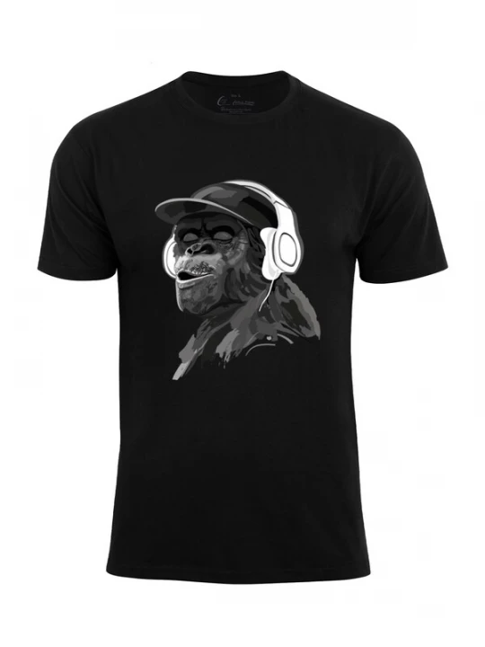 Foto van product Cotton Prime Shirt 'Monkey mit DJ-Kopfhörer' antraciet / donkergrijs / zwart / wit