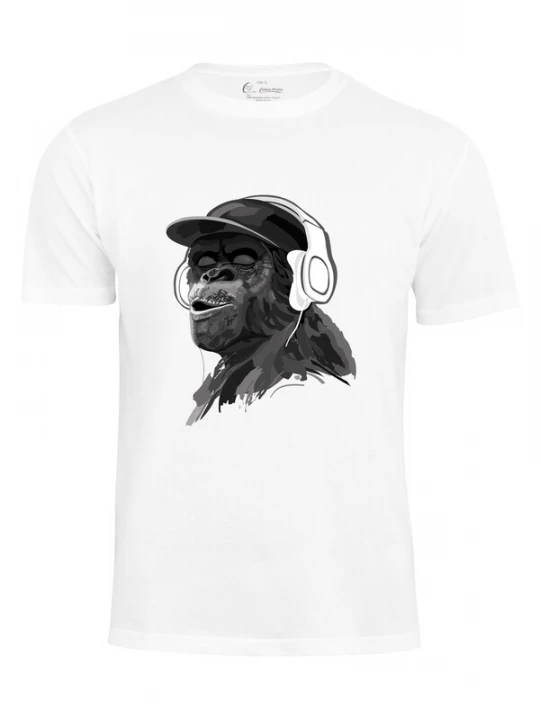 Foto van product Cotton Prime Shirt 'Monkey mit DJ-Kopfhörer' zwart / wit