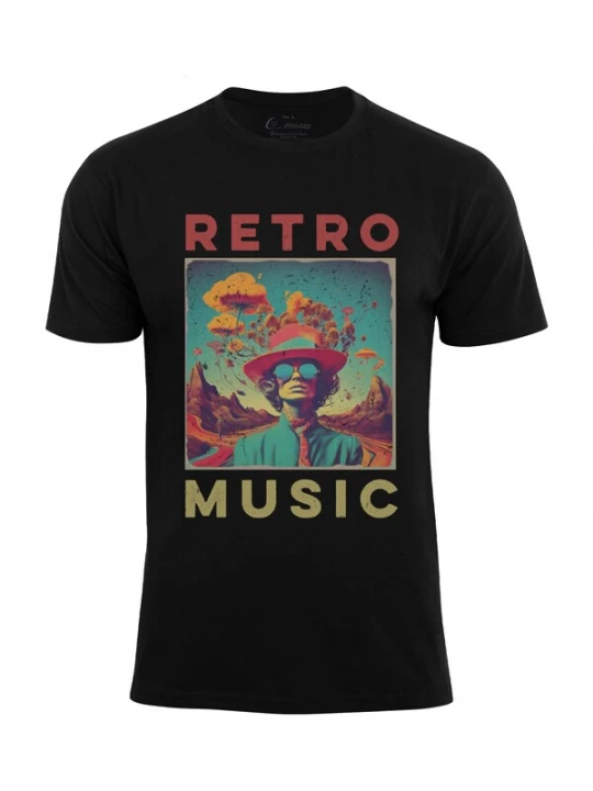 Foto van product Cotton Prime Shirt 'Retro Music ' ombergrijs / petrol / knalrood / zwart