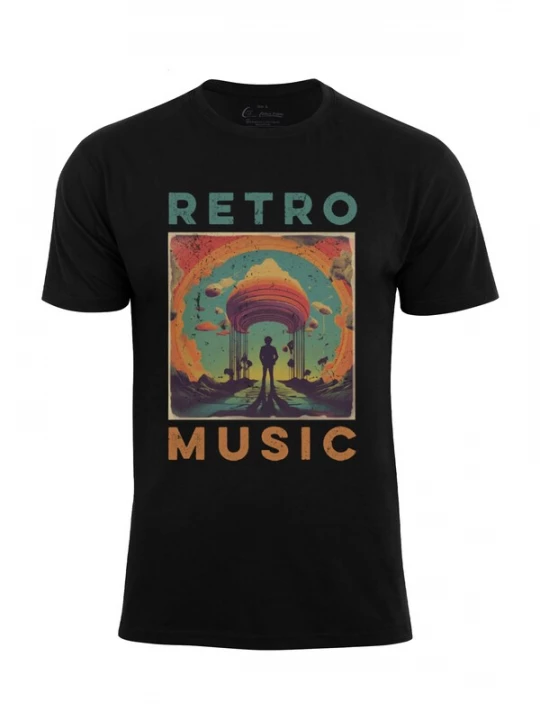 Foto van product Cotton Prime Shirt 'Retro Music' smaragd / oranje / rood / zwart