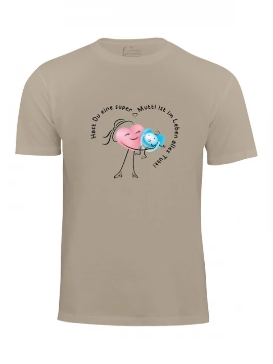 Foto van product Cotton Prime Shirt 'Super Mutti' beige / hemelsblauw / rosa