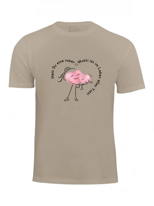 Foto van product Cotton Prime Shirt 'Super Mutti' donkerbeige / pink / zwart