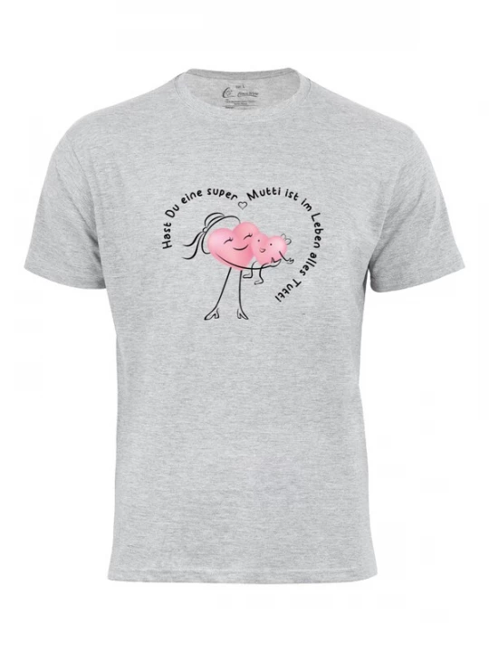 Foto van product Cotton Prime Shirt 'Super Mutti' grijs / pink / zwart
