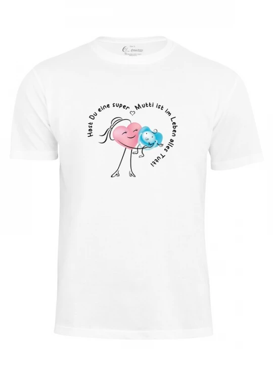 Foto van product Cotton Prime Shirt 'Super Mutti' lichtblauw / rosa / zwart / wit