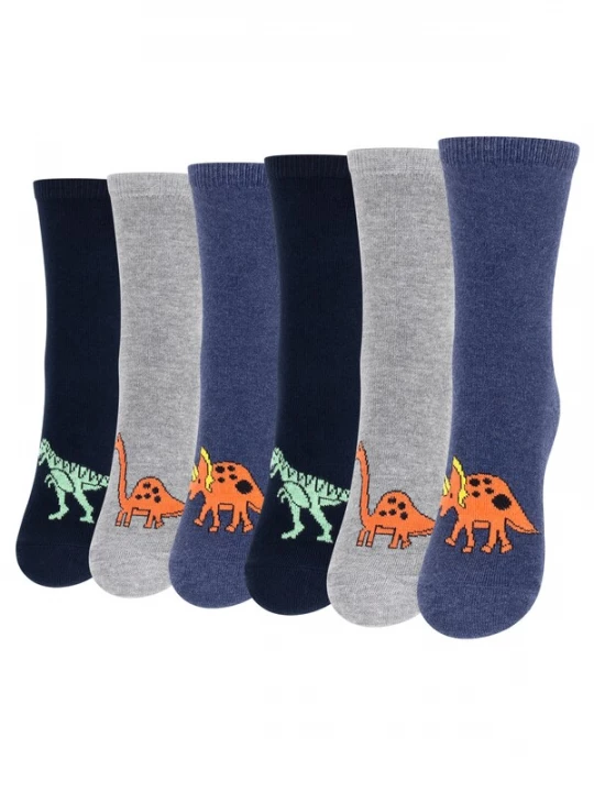Foto van product Cotton Prime Sokken saffier / lichtgrijs / donkeroranje / zwart