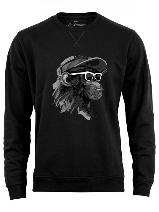 Foto van product Cotton Prime Sweatshirt 'Cool Monkey Mit Brille' grijs / zwart / wit