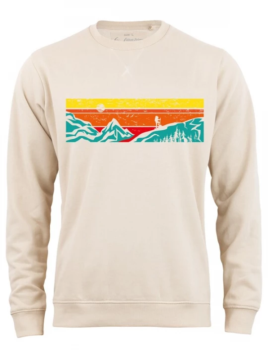 Foto van product Cotton Prime Sweatshirt 'Let's Hiking' beige / blauw / geel / oranje