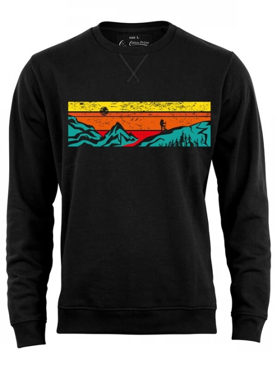 Foto van product Cotton Prime Sweatshirt 'Let's Hiking' cyaan blauw / geel / oranje / zwart