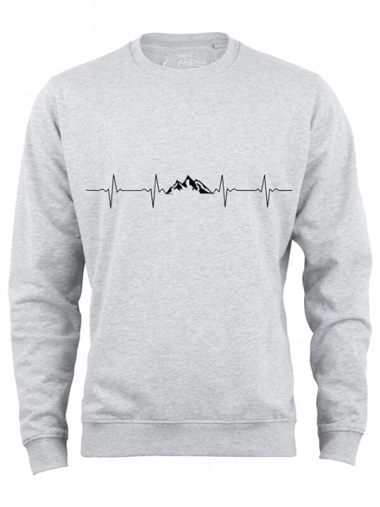 Foto van product Cotton Prime Sweatshirt 'Pulsschlag Berge' grijs gemêleerd / zwart